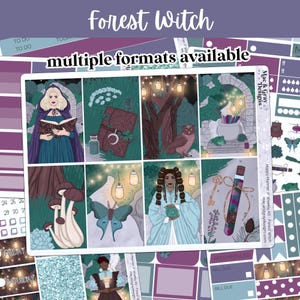 Forest Witch Weekly Sticker Kit // Weather Sticker Sheet for Happy Planner, Vertical Planners + more | Hobonichi Halloween Sticker Pack