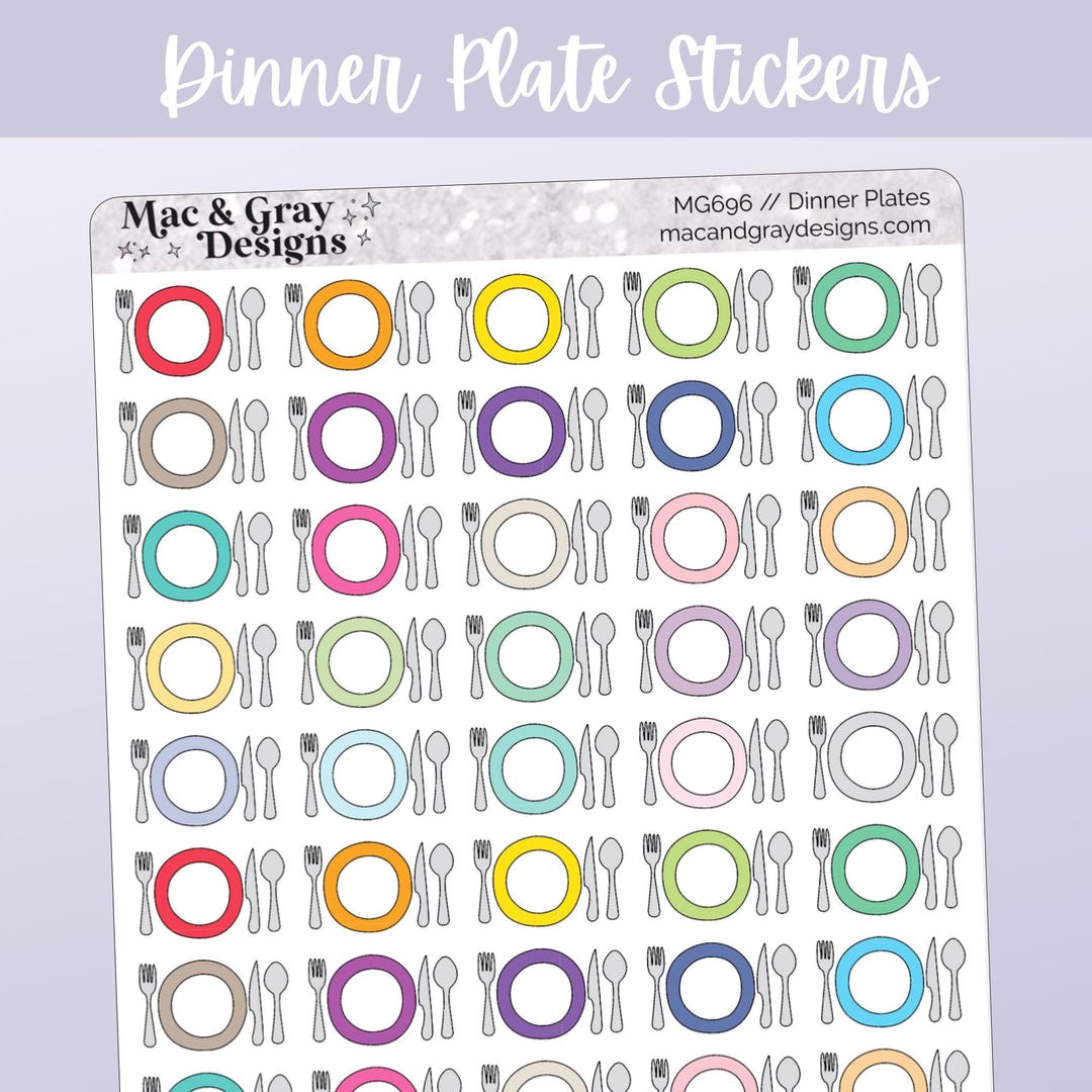 Dinner Plate Stickers | Functional Planner Stickers | Meal Planner Food ...