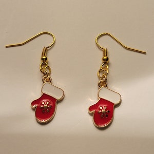 Orecchini di Natale, orecchini a guanto, orecchini invernali, orecchini a guanto, orecchini divertenti, regalo per lei, orecchini festivi, orecchini per le vacanze