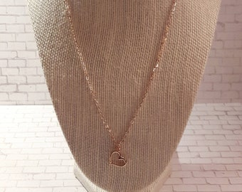 Valentine necklace, rose gold heart necklace, open heart necklace, rose gold necklace, rose gold plated chain, open heart necklace