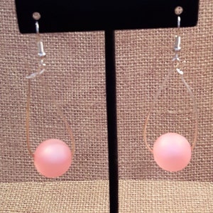 Large pink bobble hoop earrings, pink bobble earrings, pink bubble earrings, pink hoop earrings, pink bubble bead, pink bobble bead earrings