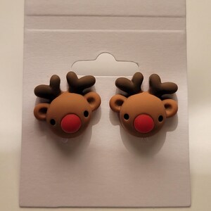 Rudolph earrings, reindeer earrings, Christmas earrings, stud earrings, Christmas studs, festive earrings, holiday earrings, gift for her