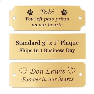 3&quot; W x 1&quot; H Personalized Brass Plaque for Military Flag Box | Engraved Name Plate for Pet Urn, Art Tag, Picture Frame Label, Trophy Award