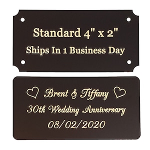 4&quot; x 2&quot; Personalized, Custom Engraved Black Brass Plaque, Name Plate, Art Tag, Picture Frame Label, Trophy Award