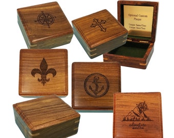 Personalized Hardwood Storage Box for Engraved Compass