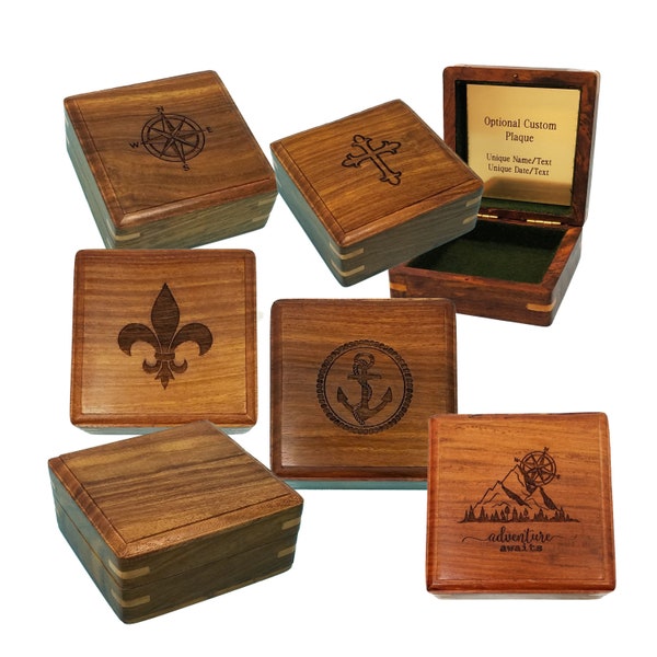 Personalized Hardwood Storage Box for Engraved Compass