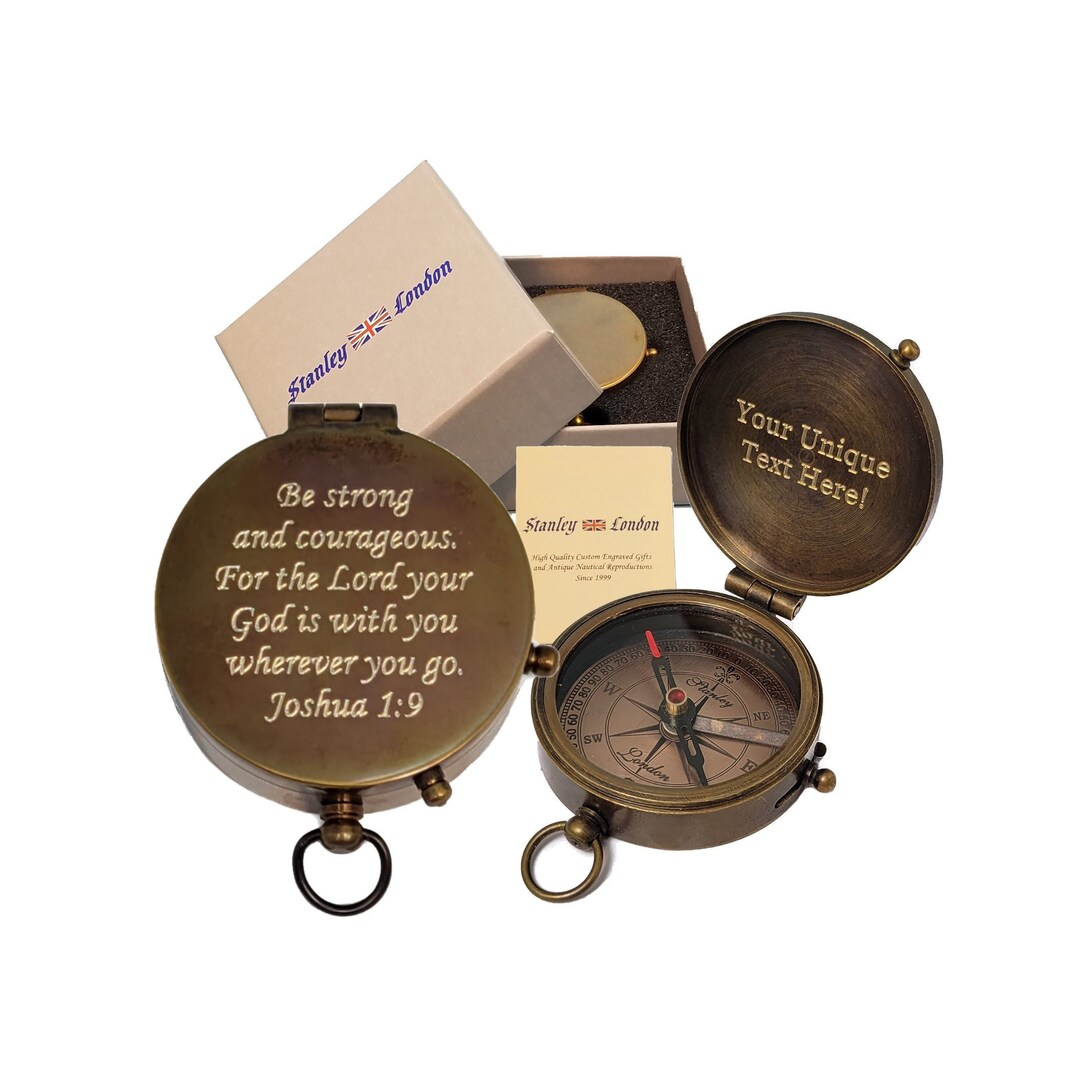 Engraved Compass Baptism Personalized Religious Gift for Boy, Son