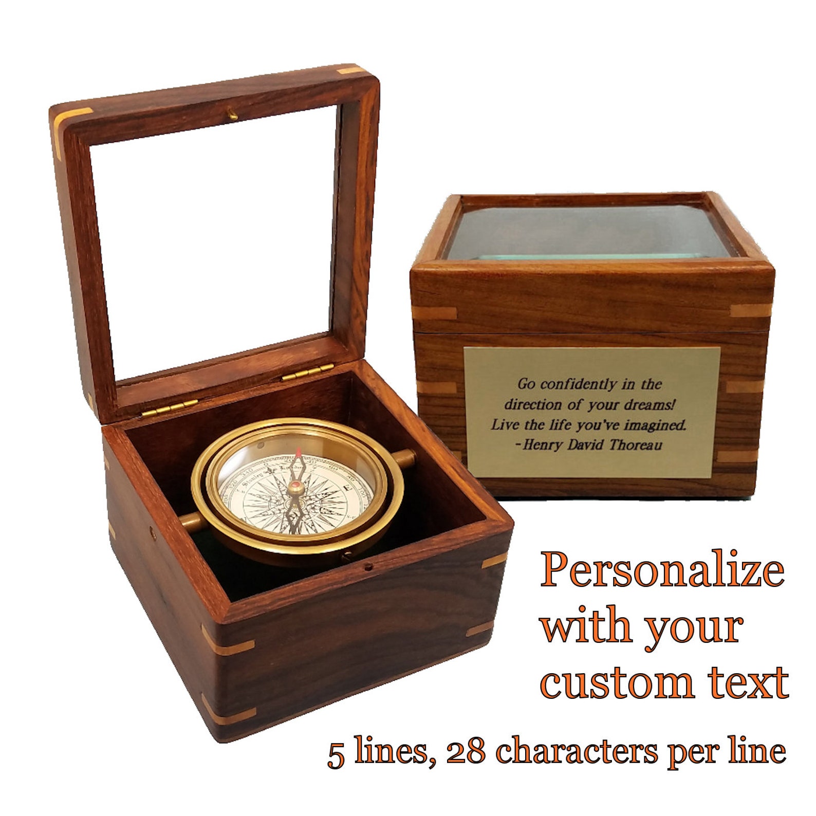 Personalized Desk Compass Gift Custom Engrave Small Boxed Etsy