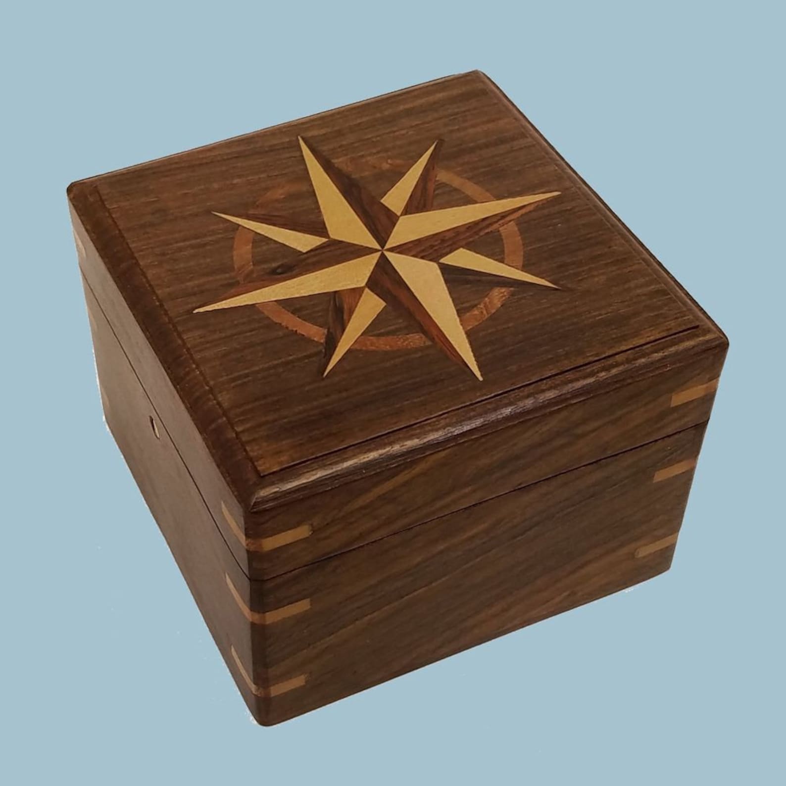 Personalized Compass in Wood Box with Hand Inlaid Compass Rose Etsy