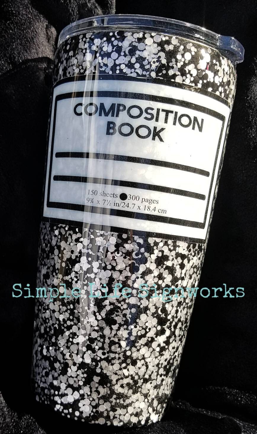 Full Glitter Composition Notebook Tumbler/ Personalized Custom Etsy