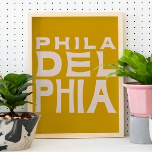 Philadelphia Typography Print / Poster Philly giallo senape / 8x10 Wall Art da Philadelphia, PA / Digital Download
