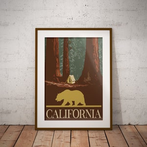 Impresión de viaje de California / Cartel del estado de EE. UU.