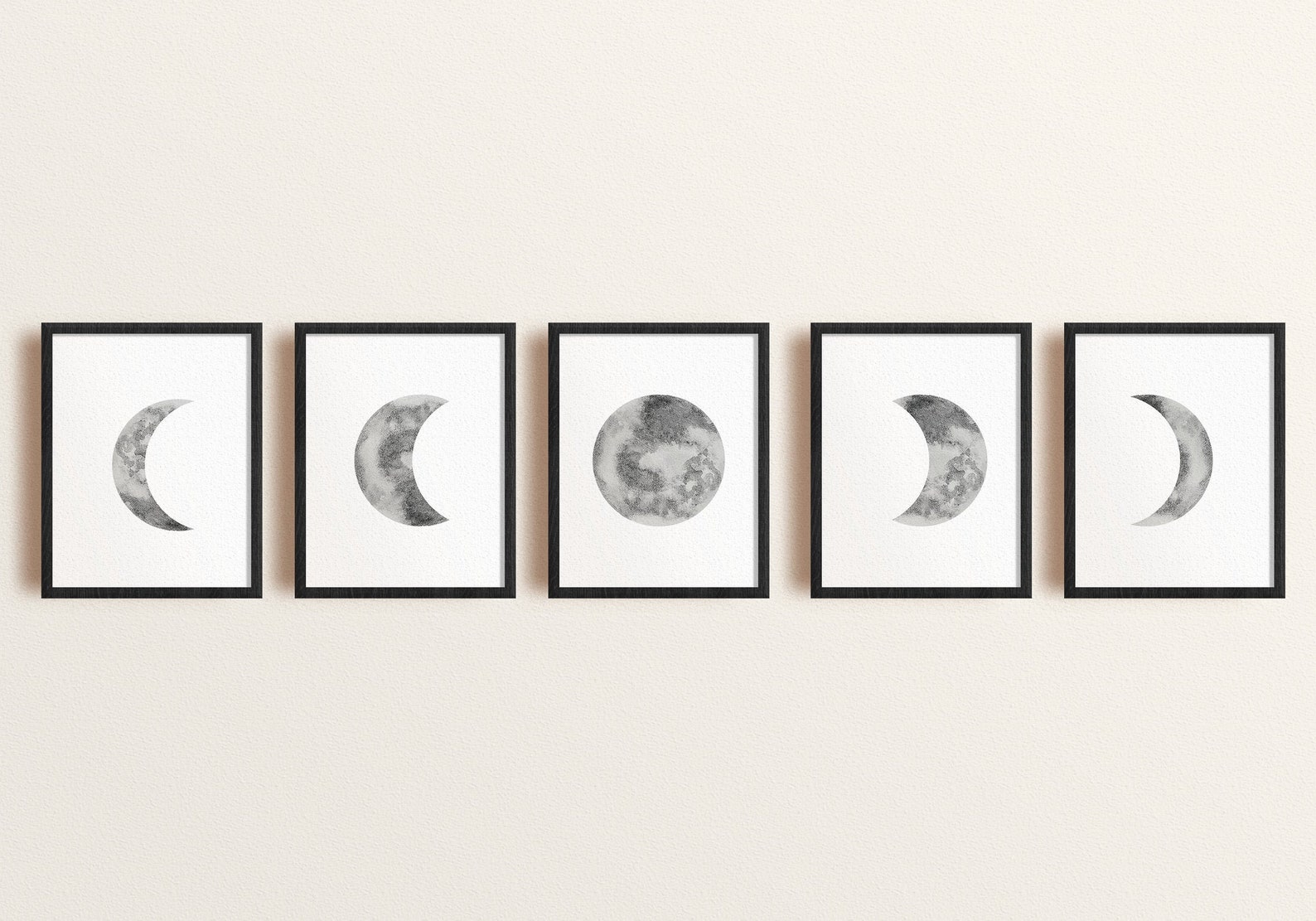 Minimalist Moon Phases Wall Art - Lunar Phases Poster (set of 5 ...