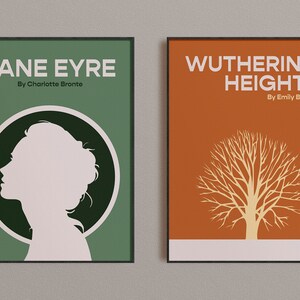 Copertina del libro Jane Eyre stampata / Poster dell'autore Charlotte Bronte / Download digitale di letteratura classica minimalista immagine 3