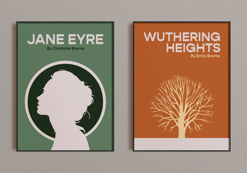 Copertina del libro Jane Eyre stampata / Poster dell'autore Charlotte Bronte / Download digitale di letteratura classica minimalista immagine 3