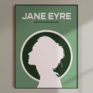 Jane Eyre Book Cover Print Charlotte Bronte Author Poster Minimalist Classic Literature Digital Download image 1