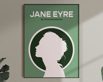 Jane Eyre Buchumschlag Druck | Charlotte Bronte Autorin Poster | Minimalistische klassische Literatur digitaler Download