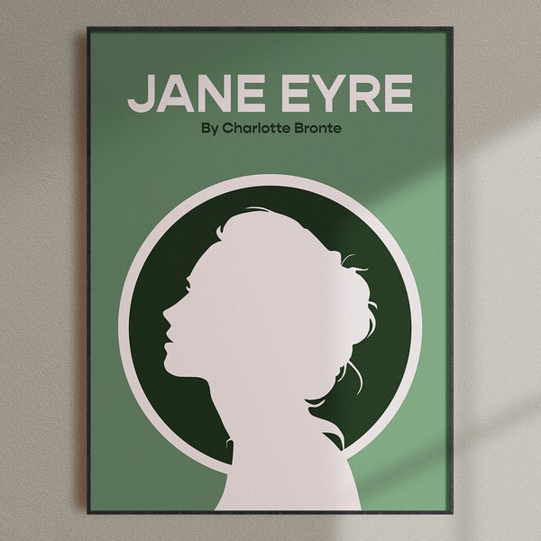 Jane Eyre Book Cover Print | Charlotte Bronte Auteur Poster | Minimalist Classic Literature Téléchargement numérique