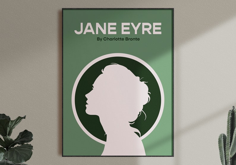 Jane Eyre Book Cover Print Charlotte Bronte Author Poster Minimalist Classic Literature Digital Download image 1