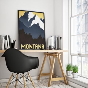 Montana Vintage Travel Poster | Large US States Print