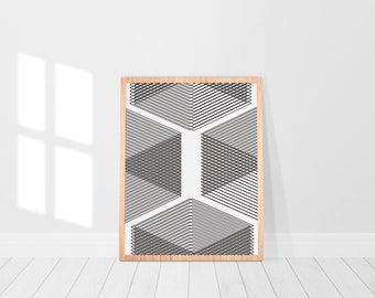 Geometric Cube Print | Minimalist, Monochrome Wall Art