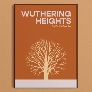 Pôster da capa do livro de Wuthering Heights de &lt;br&gt; Entrega Rápida? Emily Bronte Autor Imprimir | Impressões Literárias Minimalistas | Impressões das Irmãs Bronte (download digital)