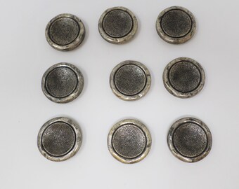 Vintage Metal Buttons, Silver Tone Coat Buttons, Lot of 9  pcs Large Buttons, Antique Metal Buttons, Sewing Buttons, Art Deco Buttons