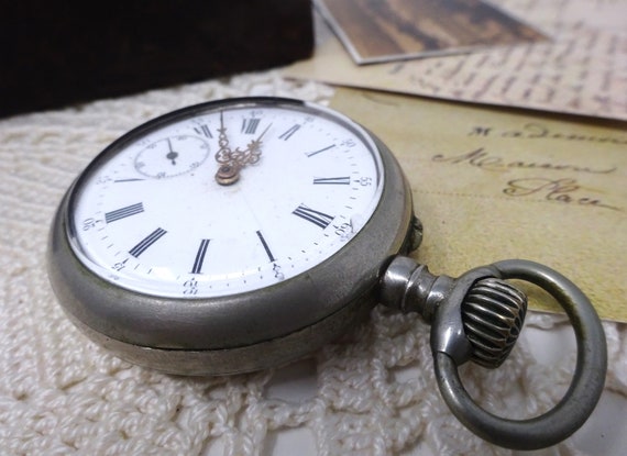 Swiss Pocket Watch with Porcelain Dial and Moveme… - image 3