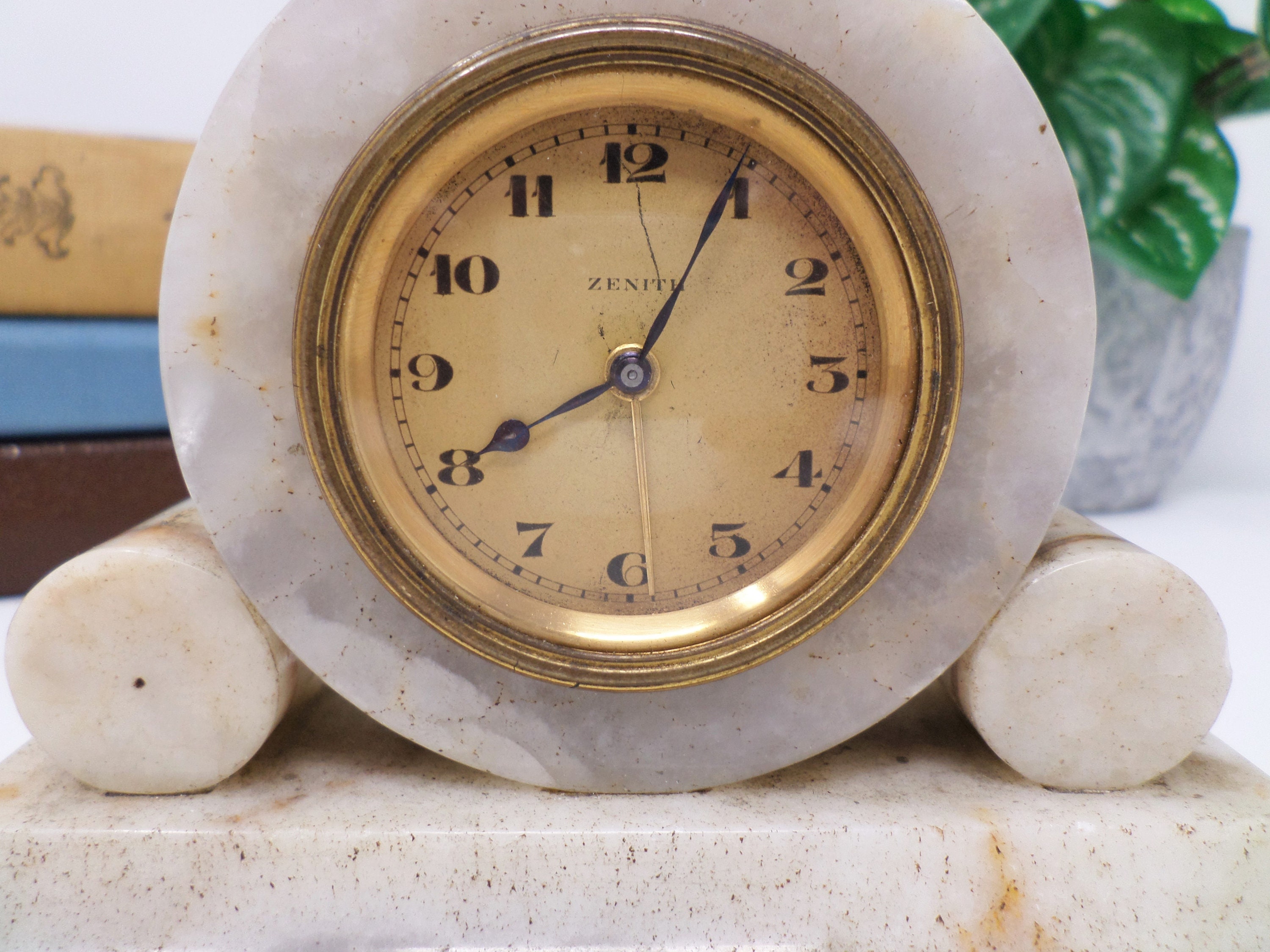 Vintage ZENITH Alarm Clock Swiss Made Marble Mantel Clock Etsy