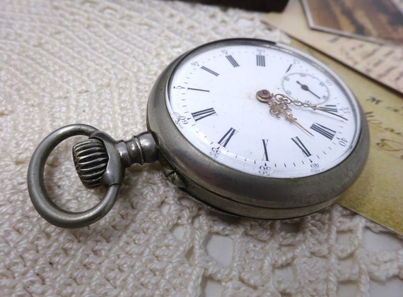 Swiss Pocket Watch with Porcelain Dial and Moveme… - image 4