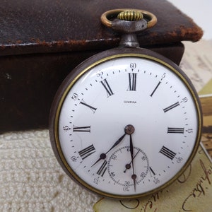OMEGA Swiss Made Antique Pocket Watch, Vintage Mens Pocket Watch, Mechanical Ancre Movement, Working, Porcelain Dial, 1910s