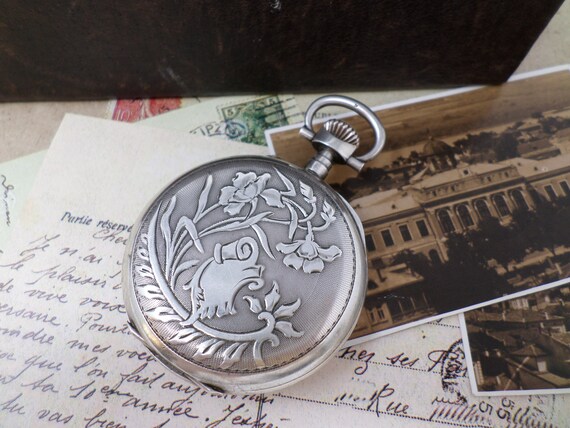 Antique Swiss Silver Pocket Watch, Vintage Men's Pock… - Gem