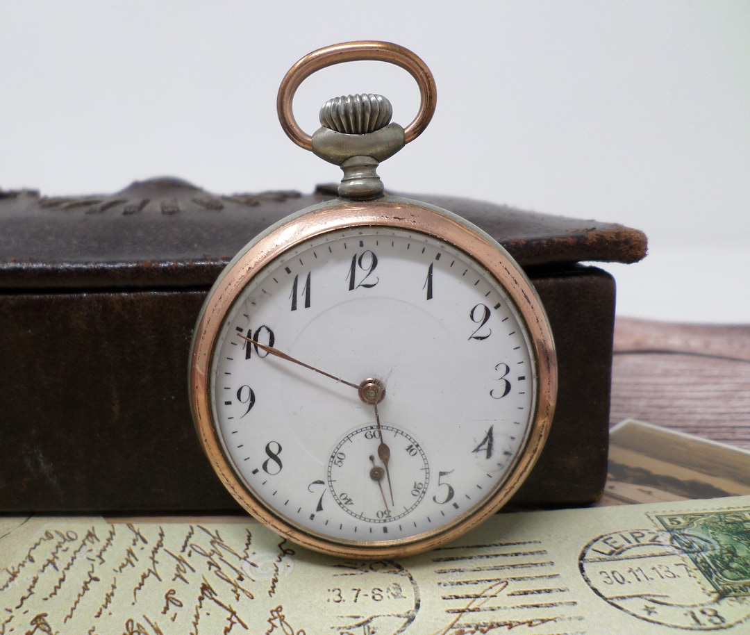 JUNGHANS Pocket Watch With Porcelain Dial, Vintage German Mens Pocket