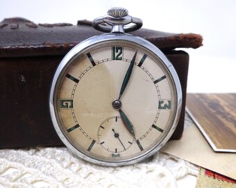 Vintage Französische Taschenuhr, Arbeit Mechanische Ancre Herrenuhr, Mode Stil 1950er Jahre