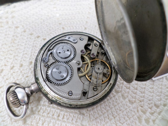 1882 Silver Swiss Pocket Watch, Vintage Pocket Wa… - image 6