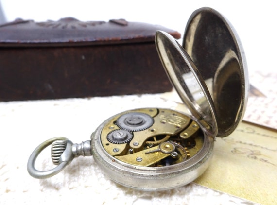 Swiss Pocket Watch with Porcelain Dial and Moveme… - image 6