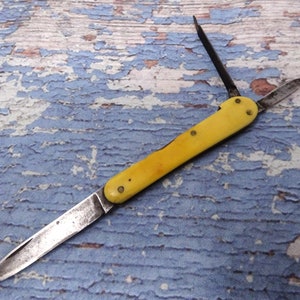 Navaja de bolsillo vintage, cuchillo plegable con 3 partes y mango de hueso, navaja vieja, navajas francesas, navajas de bolsillo multifuncionales