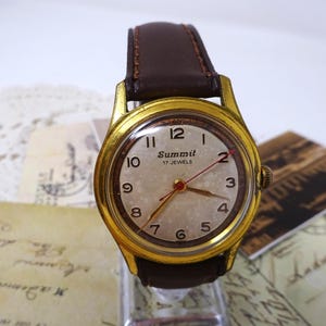 Vintage Swiss Mens Wrist Watch Summit with Mechanical Movement and Gold Plated Case, Gents Timepiece, Working Classic Wristwatch, 1940s