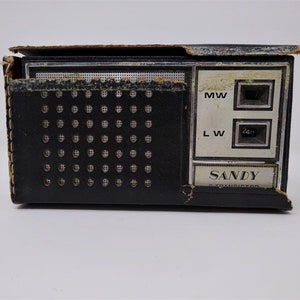 Vintage Radio Transistor SANDY, Old Portable Hand Transistor, Radio Lover Gift, Hippie Style Decor 1960s 60s