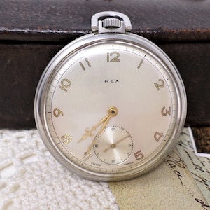 Vintage Swiss Pocket Watch REX, Mens Pocket Watch with Mechanical Ancre Movement, Working, 1970s  #A11