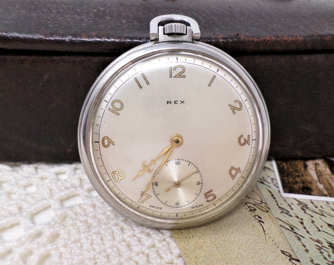 Vintage Swiss Pocket Watch REX, Mens Pocket Watch With Mechanical Ancre ...