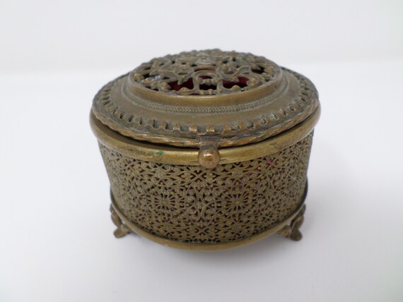 Antique Brass or Bronze Box, Vintage Ornate Trink… - image 2