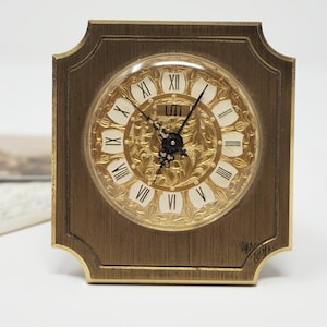 UTI Vintage Brass Alarm Clock, Small Desk Clock, Working Mechanical Table Clock, French Hone Decor, Made in France, 1960s
