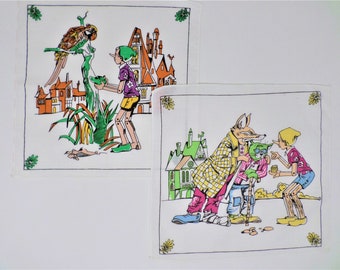 ヴィンテージ 1960年代 1970年代 子供用ハンカチ 4枚セット 漫画