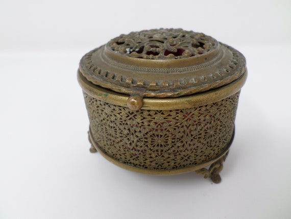 Antique Brass or Bronze Box, Vintage Ornate Trink… - image 9