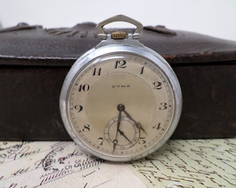 CYMA Swiss Pocket Watch, Vintage Mens Pocket Watch, Mechanical Ancre  Movement, 1940s