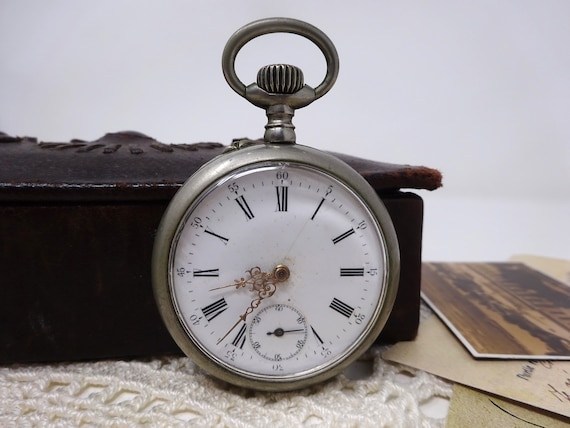 Swiss Pocket Watch with Porcelain Dial and Moveme… - image 2