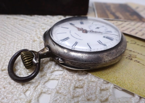 1910s Swiss Silver Pocket Watch Chronometer with … - image 4