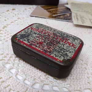 Vintage Medical Pharmacy Tin Box, French Medicine Box, Pharmaceutical Container, Apothecary Decor, Medicinal Pill Box