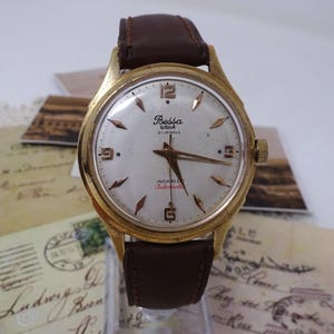 Vintage Mechanical Automatic Wristwatch Bessa, Retro French Men's Wrist Watch with 21 Jewels, Gold Plated Case, Collectible Timepiece